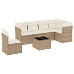 vidaXL Salon de jardin avec coussins 7 Pièces beige résine tressée