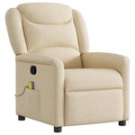 vidaXL Fauteuil de massage inclinable Crème Tissu