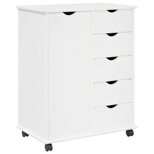 vidaXL Cabinet roulant 63 5 x 39 x 79 cm Bois de Pin Massif Blanc
