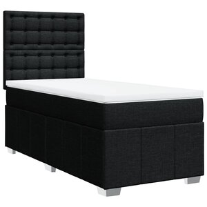 vidaXL Sommier à lattes de lit avec matelas Noir 100x200 cm Tissu