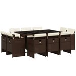 vidaXL Ensemble à manger de jardin et coussins 11 Pièces marron rotin