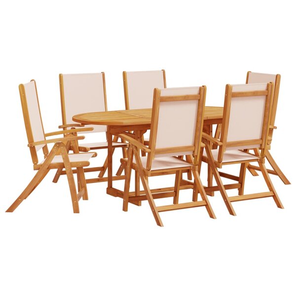 vidaXL Ensemble à manger de jardin 7Pièces bois d'acacia solide textilène