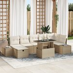 vidaXL Set de Sofa de Jardin 8 Pièces avec Coussins Beige Poly Rotin