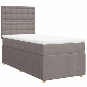 vidaXL Sommier à lattes de lit avec matelas Taupe 90x190 cm Tissu