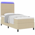 vidaXL Lit à ressort LED Gris clair et blanc 100 x 200 cm