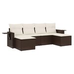vidaXL Salon de jardin avec coussins 6 Pièces marron résine tressée