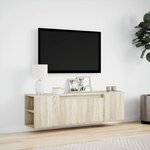 vidaXL Meuble TV mural avec lumières LED chêne sonoma 135x31x39 5 cm