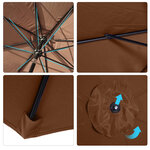 Parasol en métal rond polyester 180g/m² manivelle inclinable Ø 3 x 2 45 m chocolat