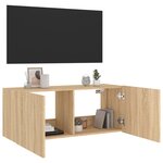 vidaXL Meuble TV mural avec lumières LED chêne sonoma 100x35x41 cm