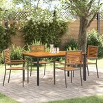 Ensemble de Salle à Manger de Jardin 5 Pièces en Poly Rattan Gris Acacia vidaXL
