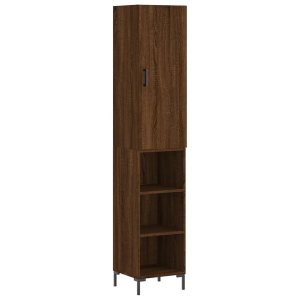 vidaXL Buffet haut Chêne marron 34 5x34x180 cm Bois d'ingénierie