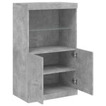 vidaXL Buffet avec lumières LED gris béton 60 5x37x100 cm