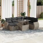 vidaXL Salon de jardin 8 Pièces avec coussins gris clair résine tressée