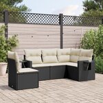vidaXL Salon de jardin 5 Pièces avec coussins noir résine tressée