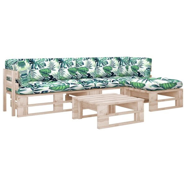 vidaXL Salon de jardin palette 4Pièces avec coussins bois de pin imprégné