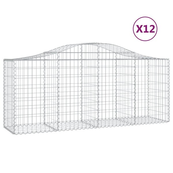 vidaXL Paniers à gabions arqués 12 Pièces 200x50x80/100 cm Fer galvanisé