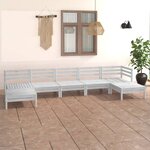vidaXL Salon de jardin 7 Pièces Blanc Bois de pin massif