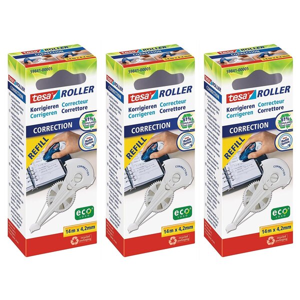 Recharge EcoLogo Cassette Refill pour Roller Correcteur 4 2 mm x 14 m x 3 TESA