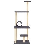 vidaXL Arbre à chat avec griffoirs en sisal gris foncé 136 cm