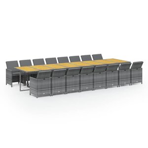 vidaXL Ensemble à manger de jardin 17 Pièces et coussins résine tressée