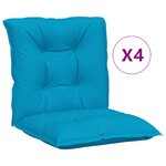 vidaXL Coussins de chaise de jardin à dossier bas lot de 4 bleu