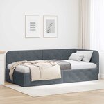 vidaXL Cadre de lit d'angle Gris foncé 100 x 200 cm Velours