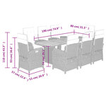 vidaXL Ensemble à manger de jardin et coussins 9 Pièces beige Poly rotin