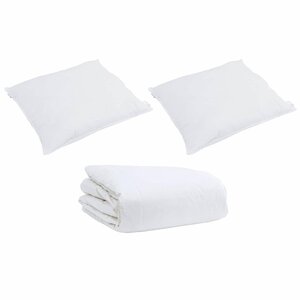 vidaXL Ensemble de Duvet avec oreiller 3 Pièces Blanc Plume de canard