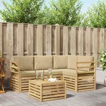 vidaXL Ensemble de canapés d'extérieur 5 Pièces Blanc et Beige