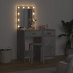 vidaXL Table de Toilette 2 Pièces Gris 50 x 41 x 135 cm Bois d'ingénierie