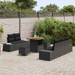 vidaXL Ensemble de canapé de jardin avec coussin 8 Pièces Noir