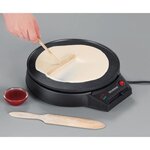SEVERIN CM2198 - Crêpière diamètre 30cm 1000W - Thermostat réglable - Inclus spatule à crêpe et répartiteur de pâte en bois - Noir
