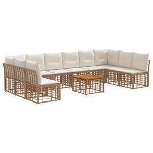vidaXL Ensemble de canapés d'extérieur 11 Pièces Blanc Naturel et Crème