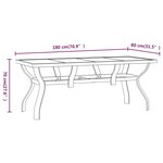 vidaXL Table de jardin Marron et noir 180x80x70 cm Acier et verre