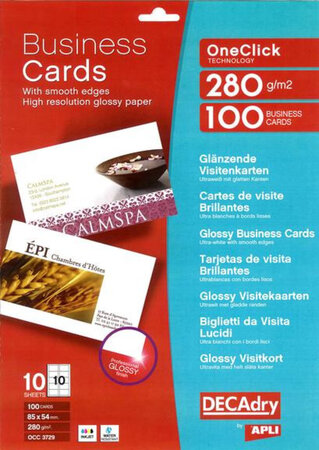 Pack 100 Carte Visite 1Clic Gloss Inkjet