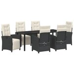 vidaXL Ensemble de salle à manger pour jardin 7 pc Noir polyrotin
