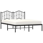 vidaXL Cadre de lit métal sans matelas avec tête de lit noir 135x190cm