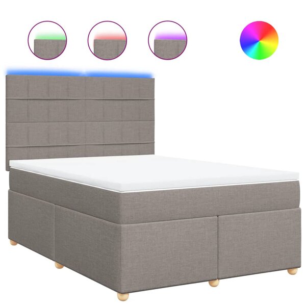 vidaXL Sommier à lattes de lit avec matelas Taupe 140x190 cm Tissu