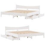 vidaXL Cadre de lit avec tiroirs blanc 200x200 cm bois massif de pin