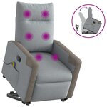 vidaXL Fauteuil de massage inclinable Gris clair Tissu