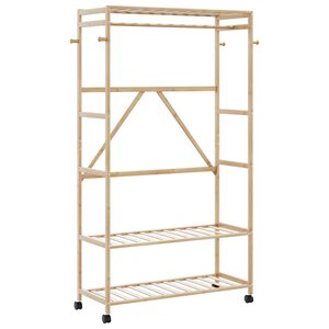 vidaXL Porte-vêtements et étagères et roulettes 110x40x180 cm bambou