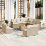 vidaXL Salon de jardin avec coussins 12 Pièces beige résine tressée