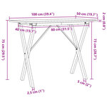 vidaXL Table à manger cadre en X 100x50x75 cm bois de pin massif acier