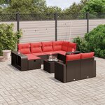 vidaXL Salon de jardin et coussins 11 Pièces marron résine tressée