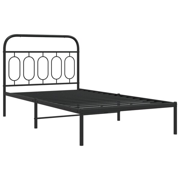 vidaXL Cadre de lit métal avec tête de lit noir 100x190 cm
