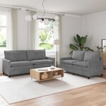 vidaXL Ensemble de Canapés 2 Pièces Gris foncé Velours