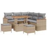 vidaXL Ensemble de canapé de jardin 8 Pièces Beige polyrotin