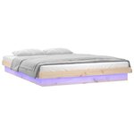 vidaXL Cadre de lit à LED 120x190 cm petit double bois massif