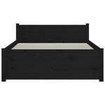 vidaXL Cadre de lit Noir Bois massif 75x190 cm Petit simple