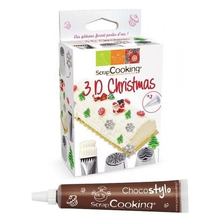 Kit de douilles à pâtisserie 3D Edition Noël + 1 Stylo chocolat